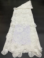 White Cutwork Appliqué Embroidered Fabric