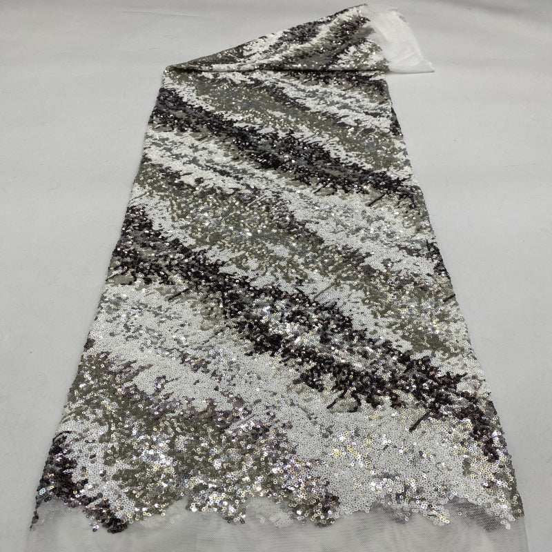 Twill-Effect Colorful Sequin Stretch Mesh — fabric photo 3