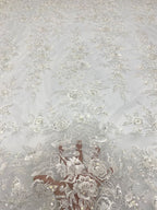 Symmetrical Botanical Beaded Sequin Lace Fabric — fabric photo 4