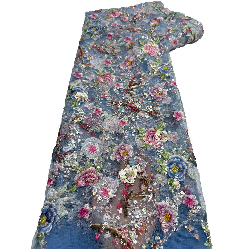 Ethnic Floral Embroidered Mesh Lace — fabric photo 5