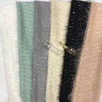 Color swatches of lightly sequined sheer chiffon in mint, ivory, cream and black