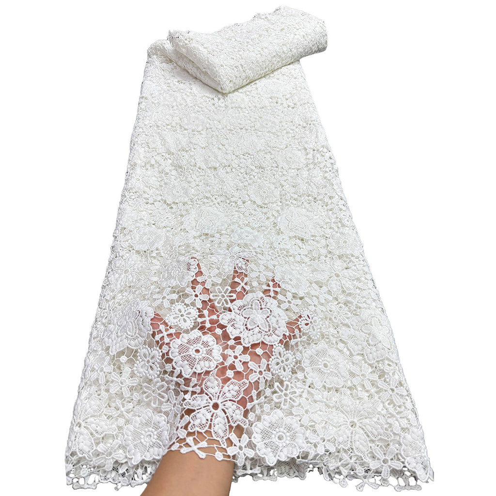 Natural White Polyester Water-Soluble Cutwork Lace – Per Yard — fabric photo 4