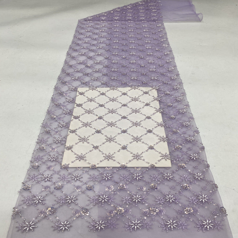 Square Seed Bead Crystal Sequin Embroidery Fabric — fabric photo 5