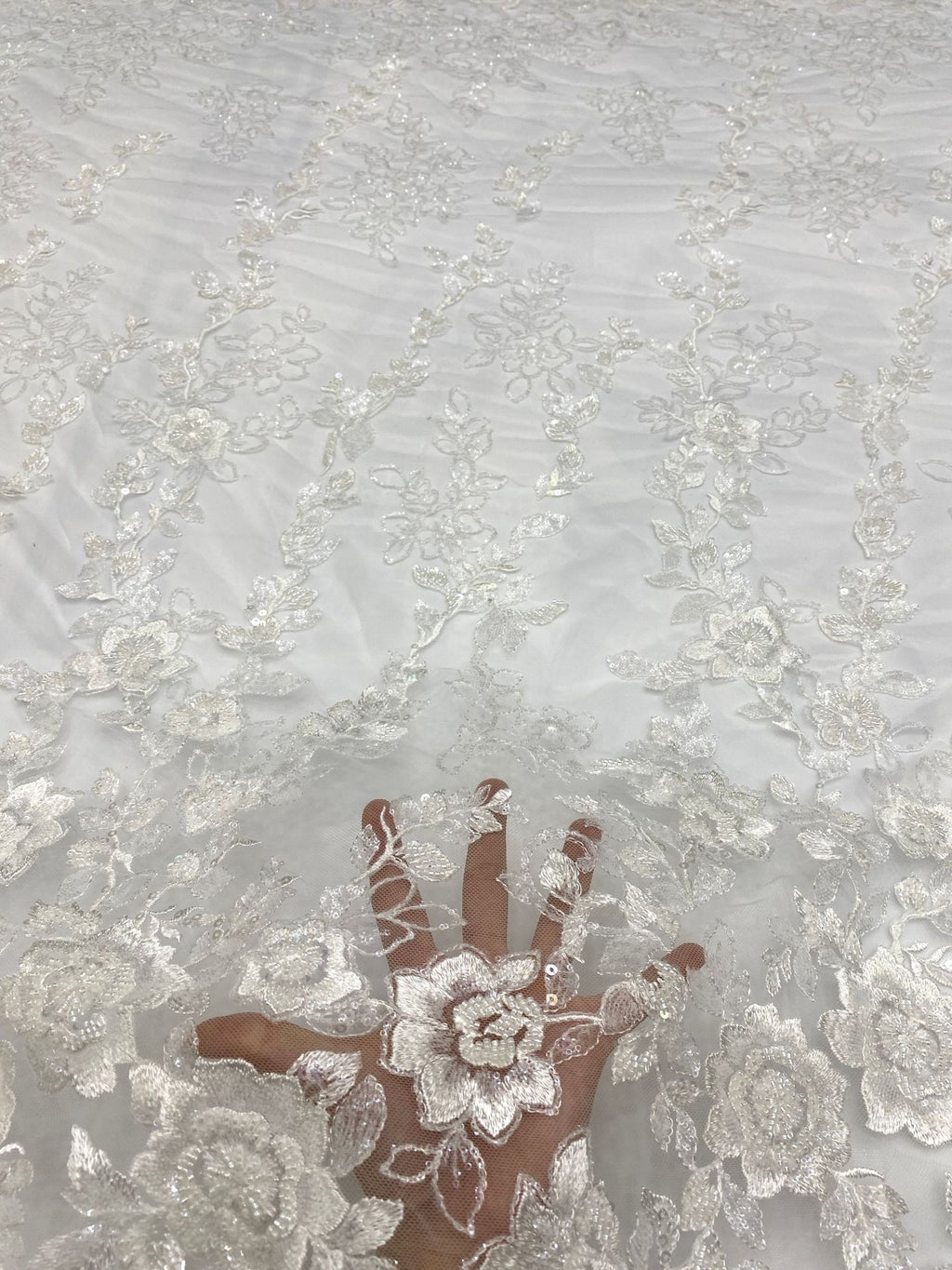 Wedding Lace with Beads and Sequins Fabric by Yard — fabric photo 4