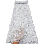 Rhinestone and Sequin Embroidered Chiffon Lace – Per Yard — fabric photo 4