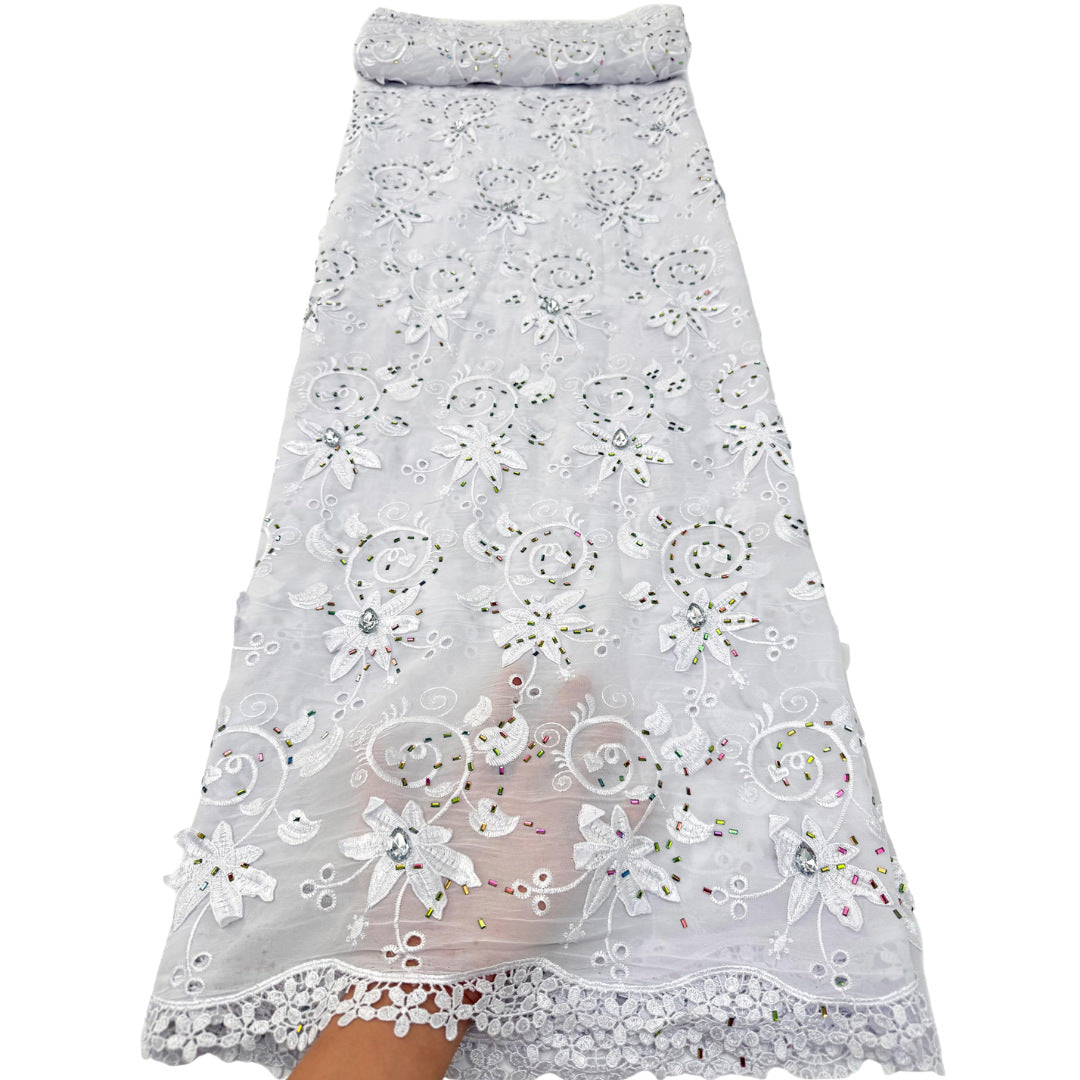 Rhinestone and Sequin Embroidered Chiffon Lace – Per Yard — fabric photo 4
