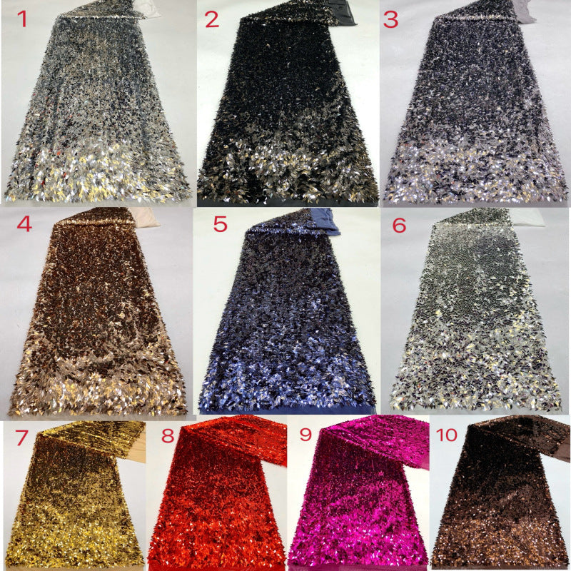 Mango-Shaped Sequin Embroidered Stretch Mesh — fabric photo 2