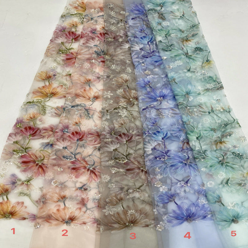 Printed Ribbon Bead Sequin Embroidery Fabric — fabric photo 4