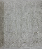 Large Floral Beaded Fabric with 3/4 mm Crystal Sequins — fabric photo 2