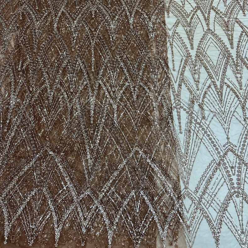 Coffee Brown Cutwork Embroidered Mesh