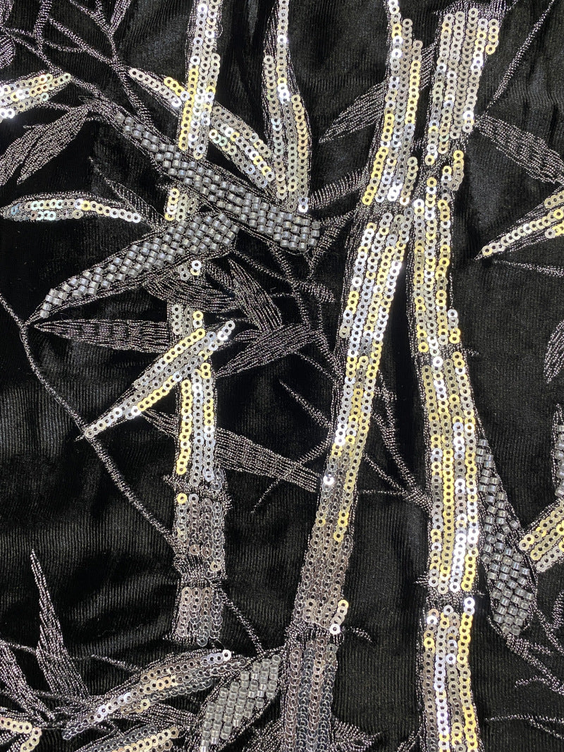 Sequin Embroidered Velvet-Base Fabric – Design 15583 — fabric photo 5
