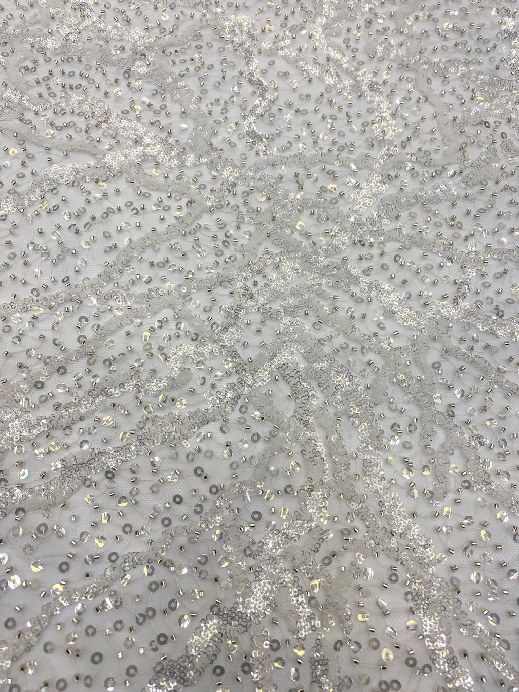 Heavy Sequin Embroidered Irregular Mesh Fabric — fabric photo 5