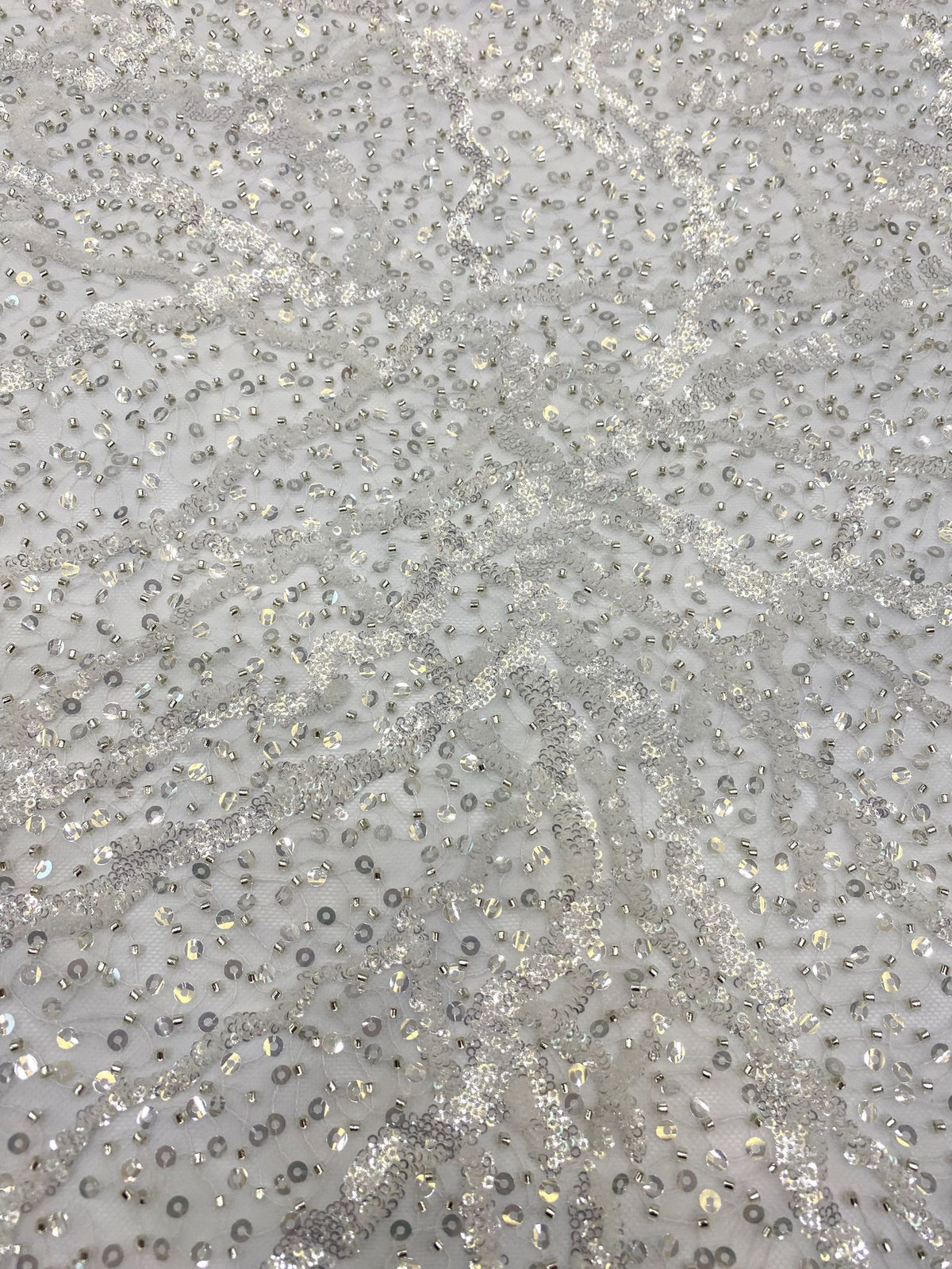 Heavy Sequin Embroidered Irregular Mesh Fabric — fabric photo 5