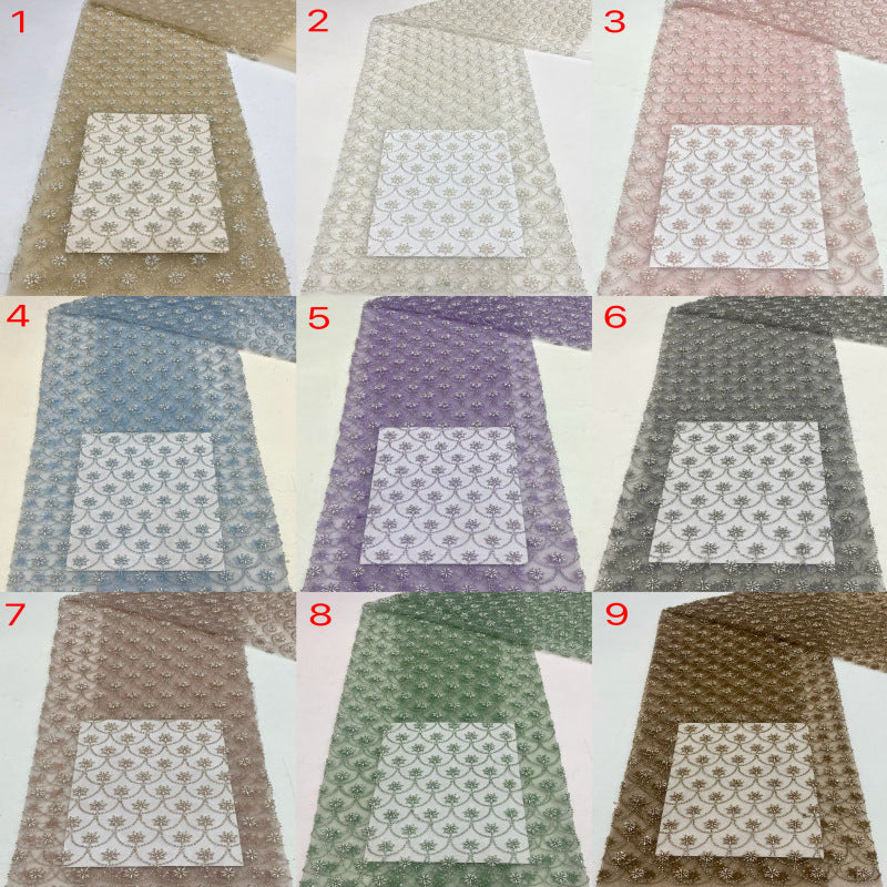 Apricot Fishscale Seed Bead Sequin Fabric — fabric photo 2