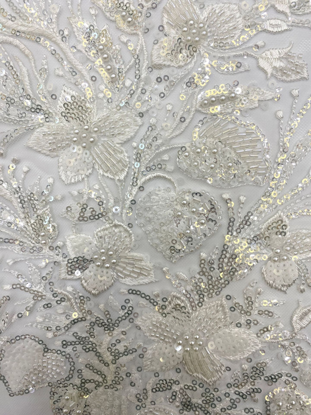 Botanical Bugle and Foam Bead Sequin Fabric — fabric photo 5