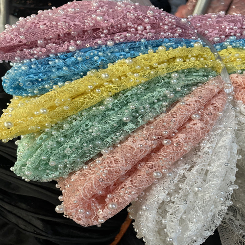 Beaded Sequin Wedding Lace with Foam Beads — fabric photo 3