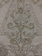2/4 mm Crystal-Look Sequin & Silver-Bead Embroidered Bridal Fabric – Design 09151 — fabric photo 5