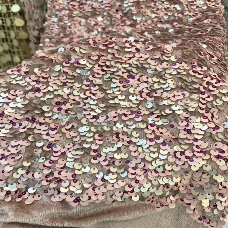 Velvet Base 3/5mm Colorful Sequin Fabric — fabric photo 3