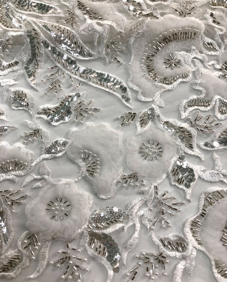 Corded Bugle Bead & 4/7 mm Crystal Sequin Fabric — fabric photo 5