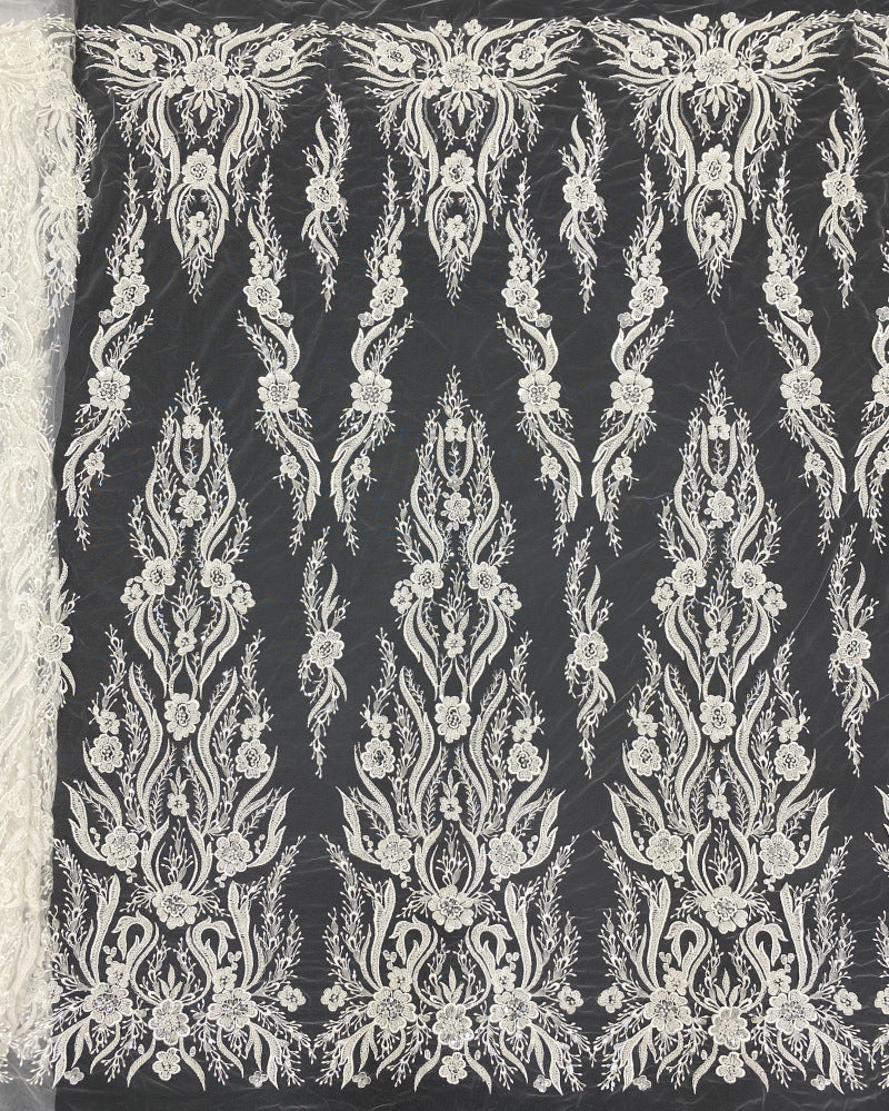 Fine Foam Bead Embroidered Sequin Fabric