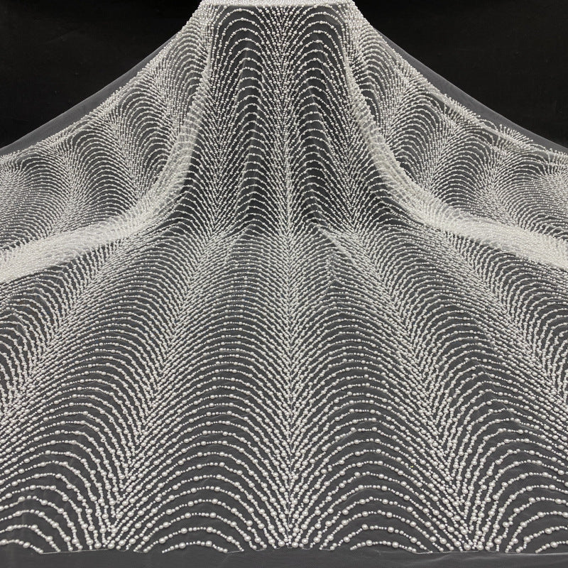 Heavy Bubble-Bead Embroidered Bridal Fabric