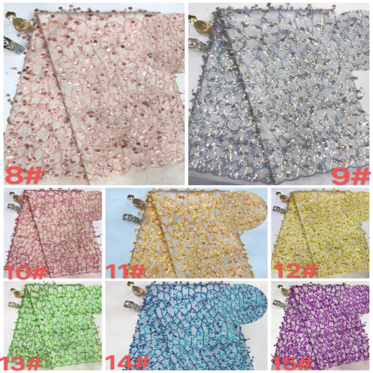 3/5/9/12 mm Sequin Embroidered Bridal Fabric — fabric photo 3