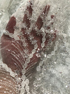 2/4 mm Crystal-Look Sequin & Double-Bead Embroidered Bridal Fabric – Design 19455 — fabric photo 5