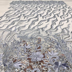 Symmetrical Sequin & Cordwork Embroidered Bridal Fabric — fabric photo 4
