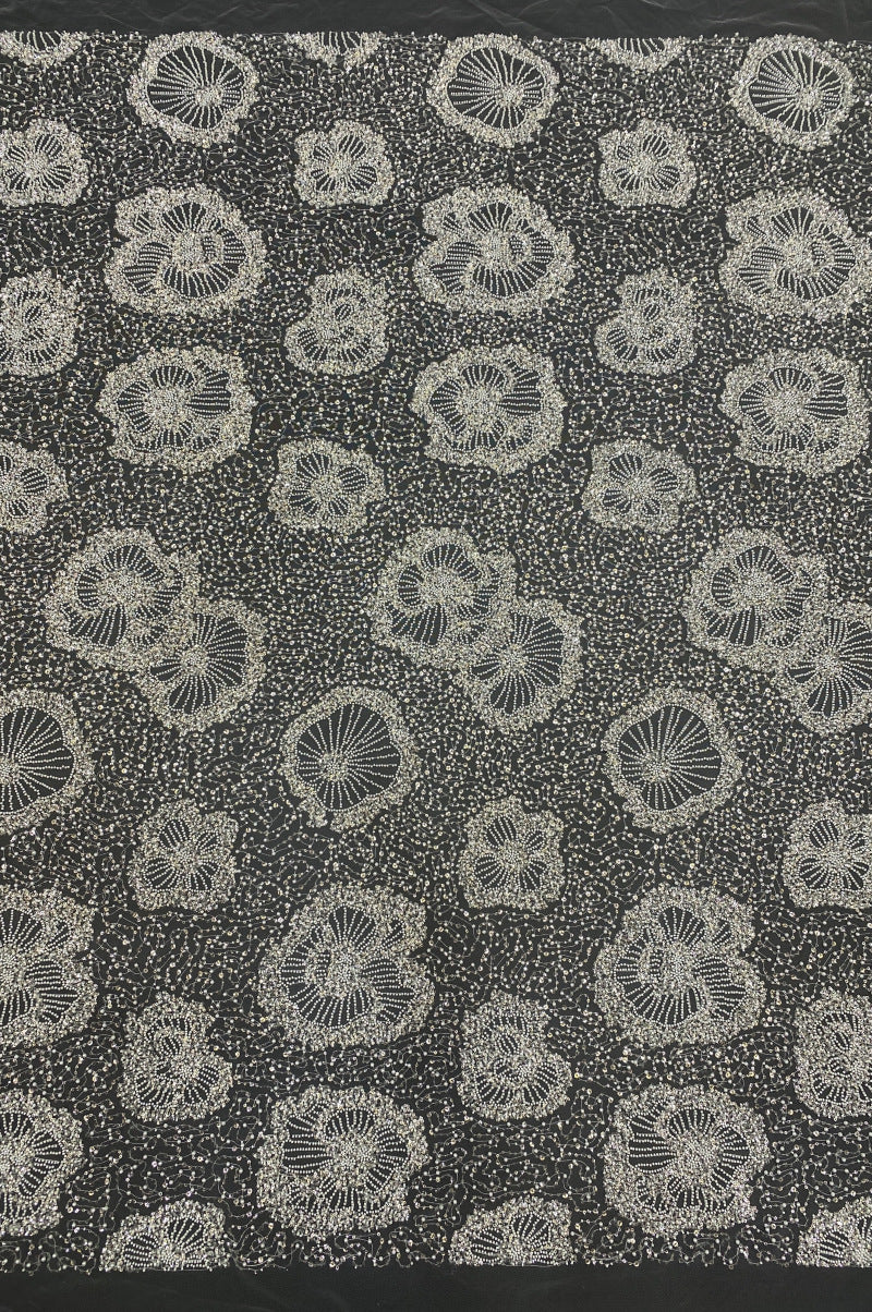 3/5 mm Sequin & Bubble-Bead Embroidered Bridal Fabric – Design 86751 — fabric photo 6