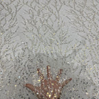 3/7 mm Sequin & Silver-Bead Embroidered Bridal Fabric – Design 46655 — fabric photo 4