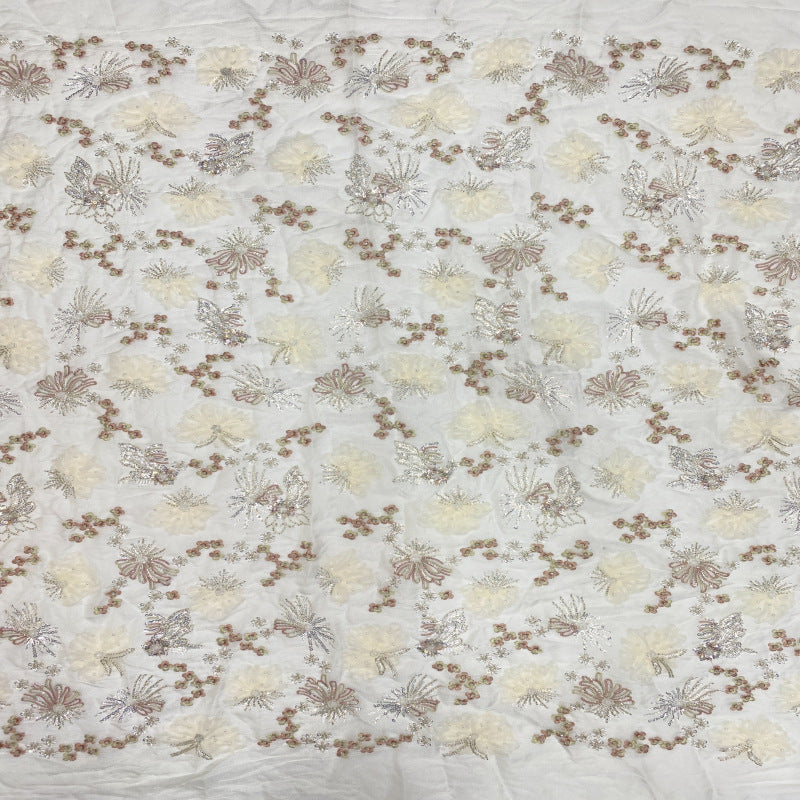 Fine Mesh Multi-Technique Bead and Sequin Embroidery Fabric — fabric photo 3