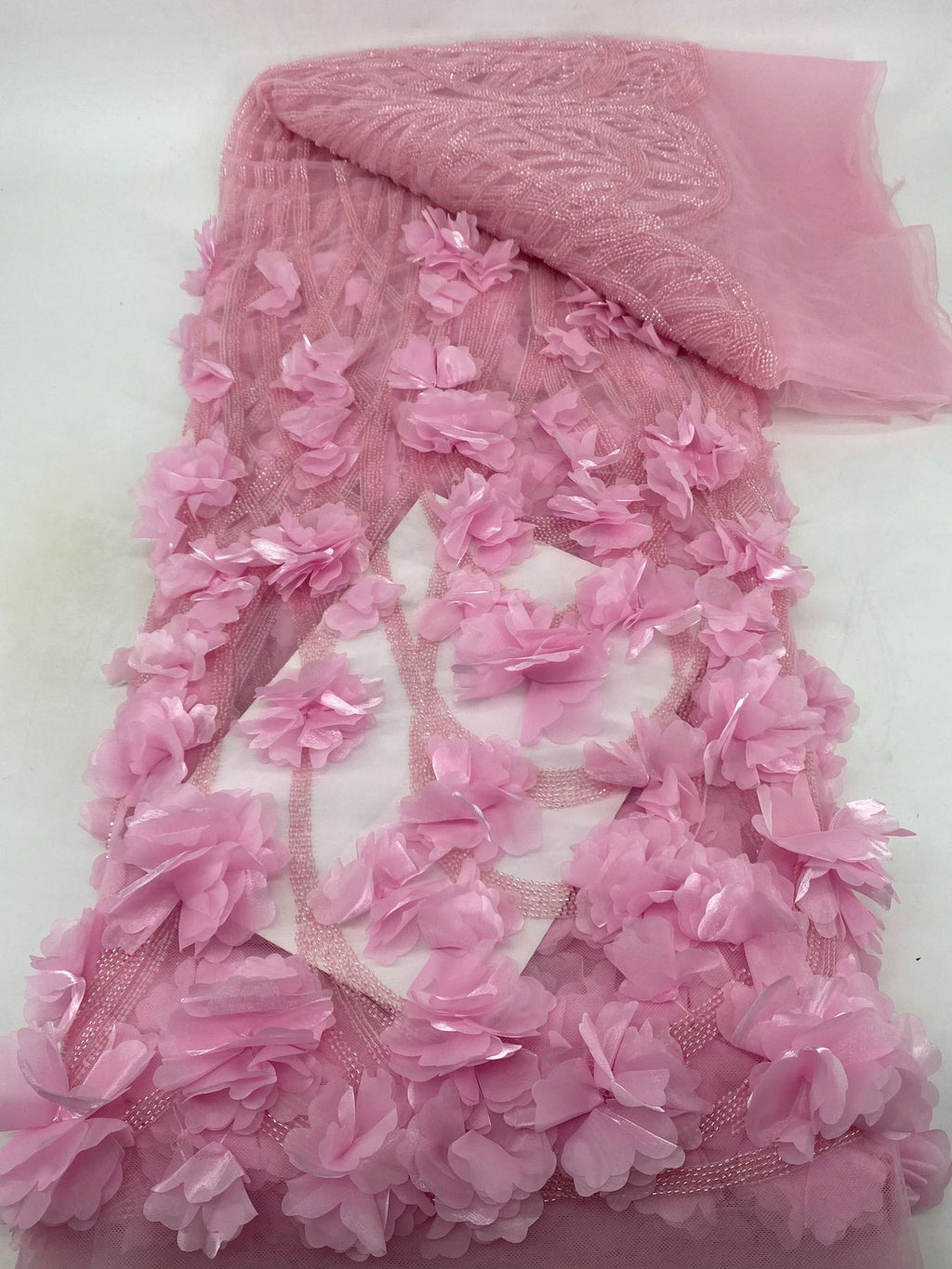 Hand-Appliqued Floral Bugle Bead and Sequin Fabric - 41311 — fabric photo 6