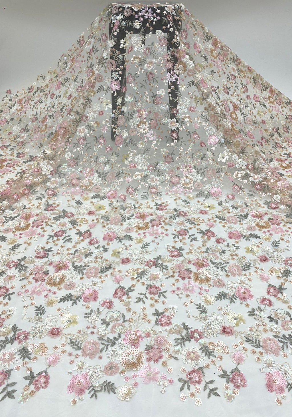 Colorful Laminated Sequin Embroidered Mesh Lace — fabric photo 6