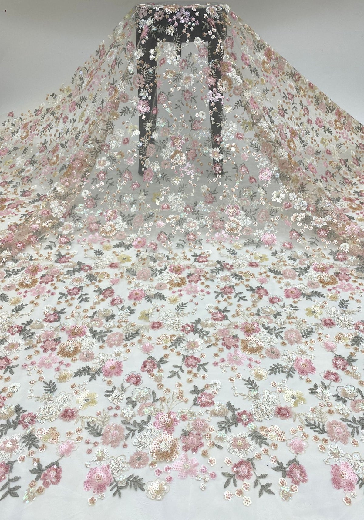 Colorful Laminated Sequin Embroidered Mesh Lace — fabric photo 6
