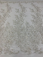 Silver Metallic Thread Beaded & Crystal Sequin Fabric — fabric photo 2