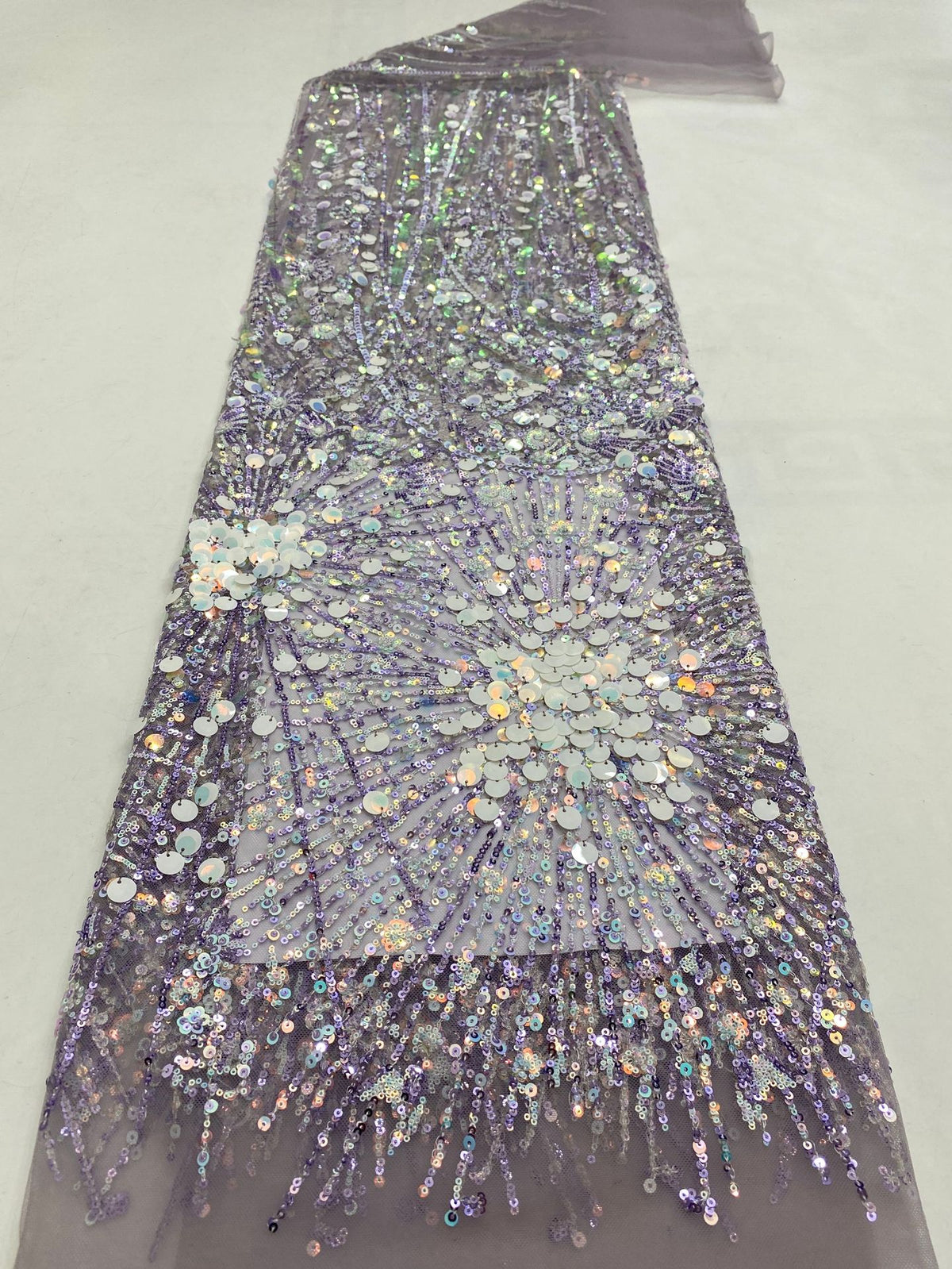 Metallic Beaded Mesh Embroidery Fabric — fabric photo 3