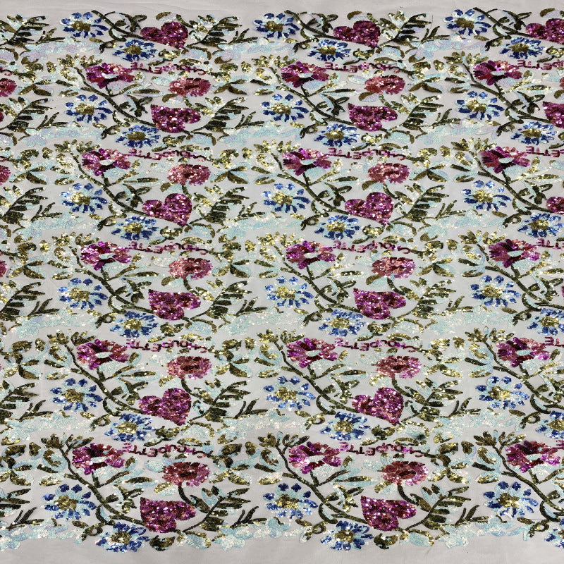 Colorful 4 mm Sequin Embroidered Mesh Fabric — fabric photo 2