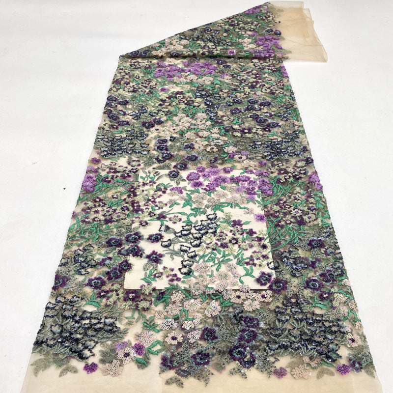 Botanical Mixed-Color Sequin Embroidered Fabric — fabric photo 4