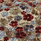 Floral Laminated Sequin Embroidery Fabric — fabric photo 4