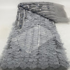 3D Hand-Sewn Floral Bead and Sequin Embroidered Fabric — fabric photo 4