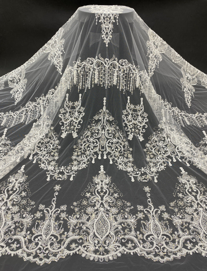 Sequin & Cordwork Embroidered Bridal Fabric – Design 67615