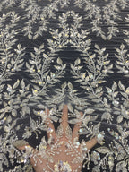 Heavy Bugle Foam Bead Crystal Sequin Fabric — fabric photo 2