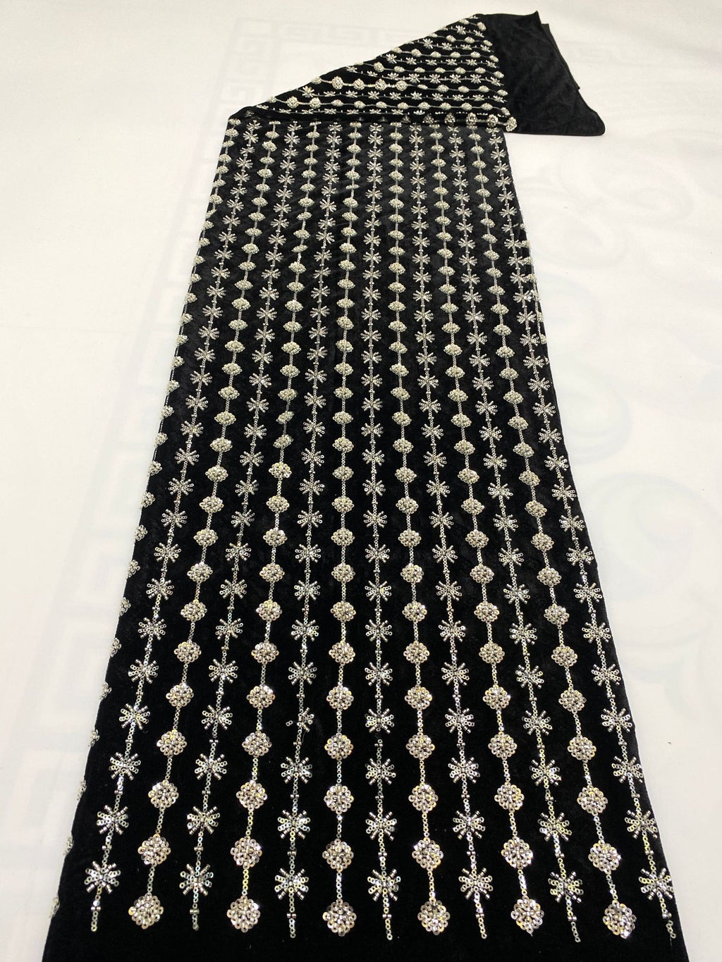 Velvet Bead 3/4mm Sequin Embroidered Fabric — fabric photo 6