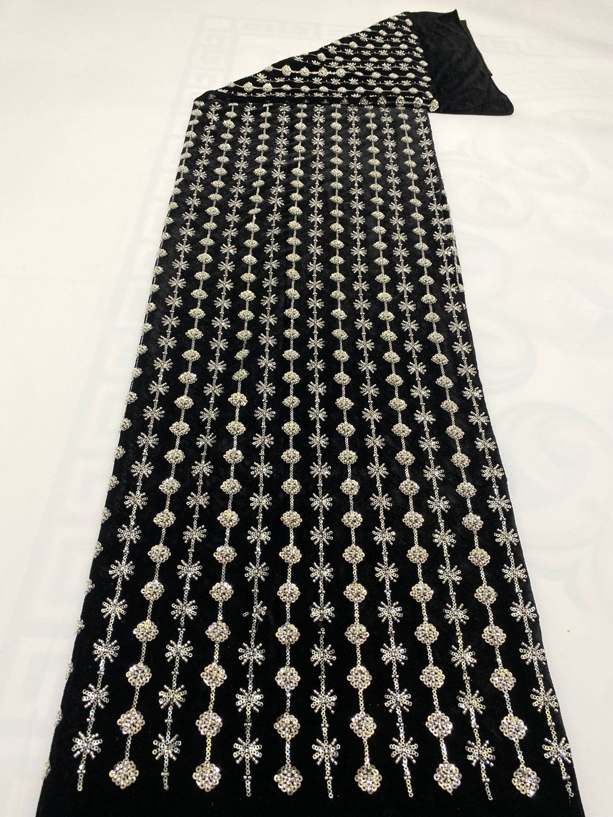 Velvet Bead 3/4mm Sequin Embroidered Fabric — fabric photo 6