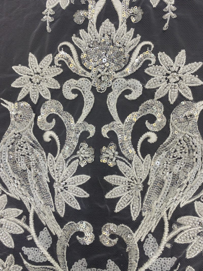 Symmetrical Bugle and Foam Bead Sequin Fabric — fabric photo 3