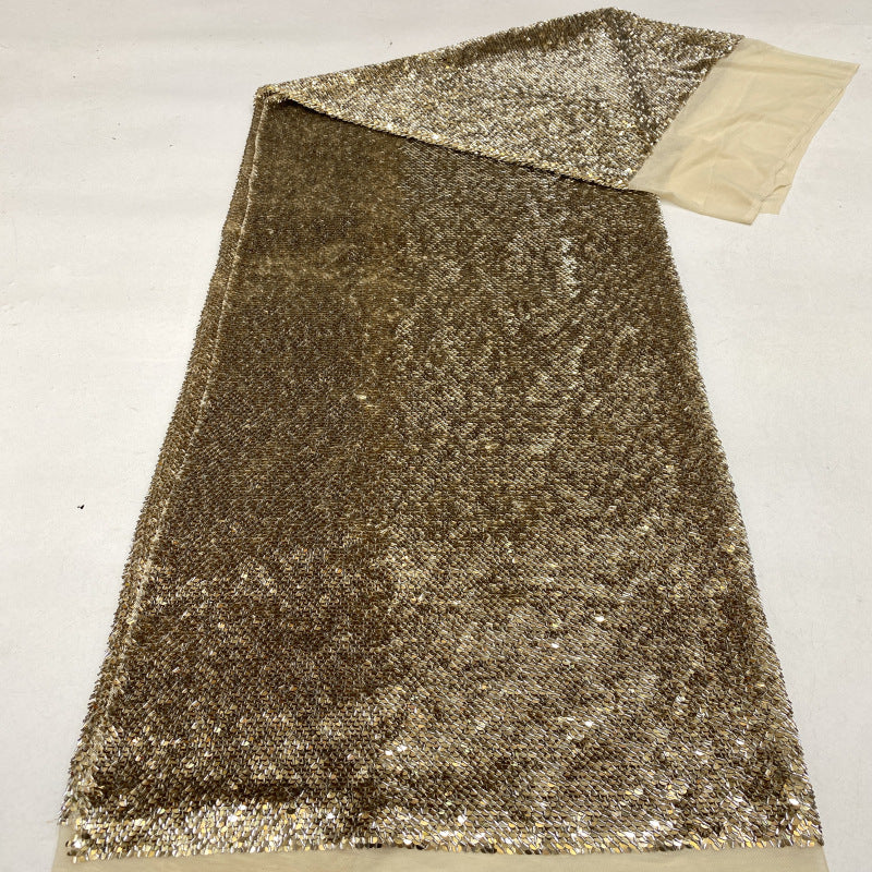 5mm Rolled Sequin Embroidered Stretch Mesh — fabric photo 3