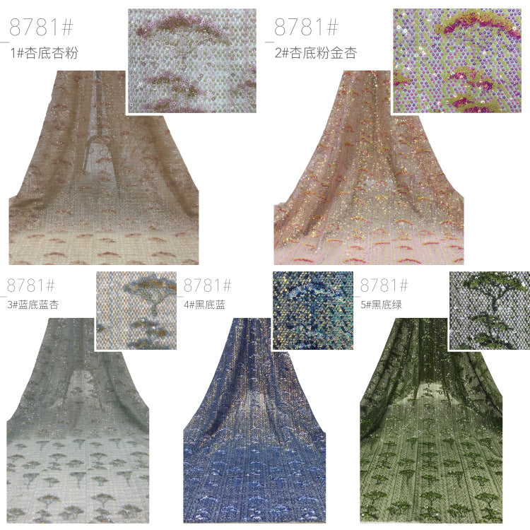 Multicolor 2/3 mm Sequin Embroidered Bridal Fabric