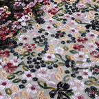 Multicolor Small Floral 5 mm Layered Sequin Embroidered Bridal Fabric — fabric photo 5