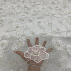 Laser Floral Applique Bead and Sequin Embroidered Fabric — fabric photo 3