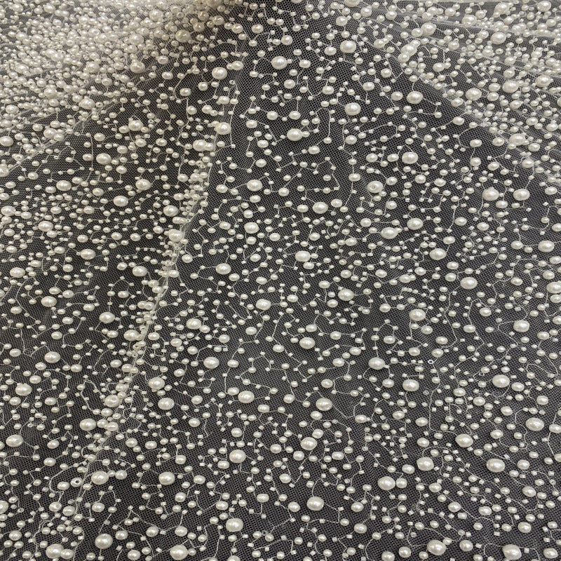 Floral Seed Bead & Foam Bead Embroidery Fabric — fabric photo 4